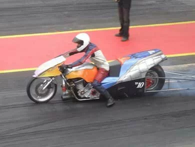 Neil Midgleys top fuel dragster bike at Santa Pod September 2007