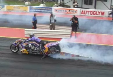 Ian Kings top fuel dragster bike at Santa Pod September 2007